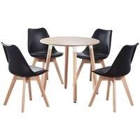 5PCs Dining Set - a Round Dining Table & Set of 4 Lorenzo Tulip chairs with Padded Seat