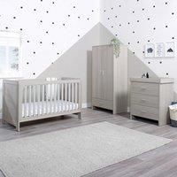 Ickle Bubba Pembrey Nursery Furniture Set (3 Piece) Convertible Cot Bed Without Mattress, Changing Unit & Wardrobe (Ash Grey)