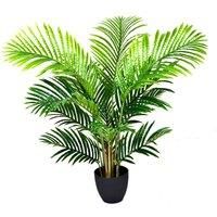 GreenBrokers Artificial Real Touch Phoenix Palm Tree in Black Pot-UV Stable Ideal for Home, Office Indoor & Outdoor Living 3ft/94cm