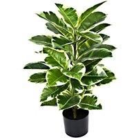 GreenBrokers Artificial 98cm Real Touch Rubber Plant in Pot