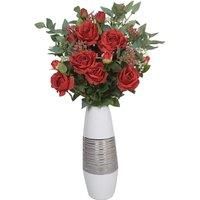 Greenbrokers Artificial Red Flower Bouquet With Roses Elderflower Berries & Greenery