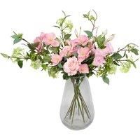 Fully Bloomed Artificial Pink Flower Bouquet with Roses, Hellebores Elderflower, Berries & Greenery - Perfect for wedding, home décor, office & table centrepieces