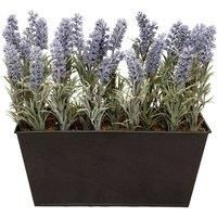GreenBrokers Black Artificial Lavender Tin Planter Window Box 30cm, A1214