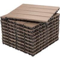 Greenbrokers Limited Pack of 10 - Decko Composite Wood Plastic Brown Decking Interlocking Tiles with Woodgrain Effect 30cm x 30cm
