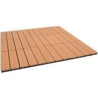 DEKCO Pack of 10 Composite Wood Plastic Teak Decking Interlocking Tiles with Woodgrain Effect 30cm x 30cm