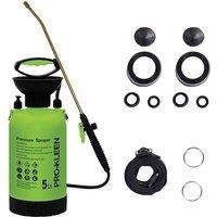 Pro-Kleen Garden Pressure Pump Sprayer Manual Action 5L - Brass Lance - 2 x Spare Seal Kit - For Weed Killer, Pesticides, Herbicides, Insecticides (5 Litre)