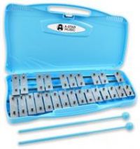 A-Star 25 Note Chromatic Glockenspiel 2 Octaves G5-G7 in Solid Case with Beaters - Blue