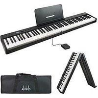 Axus 88 Key Portable Folding Digital Piano Keyboard, Full Size Semi-Weighted Keys, Sustain Pedal, Rechargeable Battery - Black