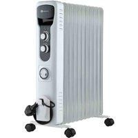 PureMate Oil Filled Radiator, 2500W/2.5KW - 11 Fin - Portable Electric Heater, 3 Power Settings, Adjustable Temperature and Thermostat, Thermal Safety Cut off & 24 Hour Timer (White)