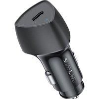 Silver label 25W Ultra fast Charge Dual USB-C Car Charger Universal Black
