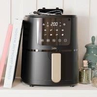 Cello 4 Litre 1400W Digital Air Fryer in Black with In-Built CleverCook Food Thermometer 8 Presets, Grill, Roast, Bake, Recipes included, Non-Stick, Touch Control, Compact, Dishwasher Proof 2024 model