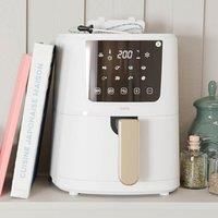 Cello 4 Litre 1400W Digital Air Fryer White with In-Built CleverCook Food Thermometer 8 Presets, Grill, Roast, Bake, Recipes included, Non-Stick, Touch Control, Compact, Dishwasher Proof 2024 model