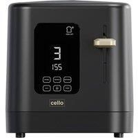Cello Digital 2 Slice Toaster with Timer, 800W, Digital Control Panel, Wide Slot, 7 Browning Levels, Auto Stop, Black Design, High Lift, Countdown Timer, Detachable crumb tray