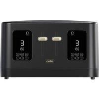 Cello Digital 4 Slice Toaster with Toast Timer, 1600W, Digital Control Panel, Wide Slot, 7 Browning Levels, Auto Stop, Black Design, High Lift, Countdown Timer, Detachable crumb tray.