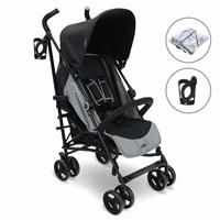 My Babiie MB02 Stroller - from Birth to 4 Years (22kg), Lightweight & Compact Umbrella Fold, Travel Buggy for Toddlers, Pushchair includes Cup Holder and Rain Cover - Black & Grey