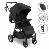 My Babiie MB170 Plus Pushchair – from Birth to 4 Years (22kg), 4-Wheel Suspension, Large Basket, XL Canopy, Foldable, Compact, Stroller with Footmuff, Cup Holder, Rain Cover – Black