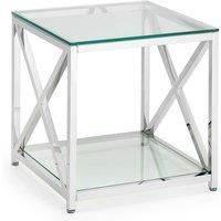 Julian Bowen Miami Square Lamp Table Chrome Glass Modern Design