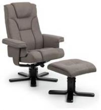 Julian Bowen Malmo Swivel Recliner and Stool, Grey Linen