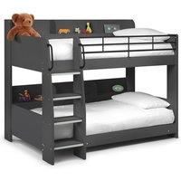 Anthracite Grey or White Bunk Bed Kid Siblings Luminous Strips Shelving for Toys