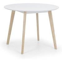 Casa White Limed Oak Effect Round Dining Table Solid Wood Retro by Julian Bowen