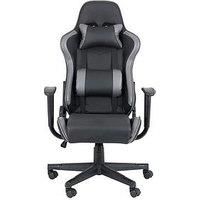 Comet Gaming Chair in Grey & Black Faux Leather Adjustable By Julian Bowen