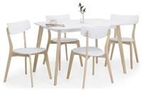 Dining Set White Top Limed Oak Legs  4 Chairs Rectangular Table + 4 Chairs