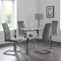 Julian Bowen Set of 4 Calabria Velvet Cantilever Chairs Grey