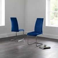 Julian Bowen Set of 4 Calabria Velvet Cantilever Chairs Blue