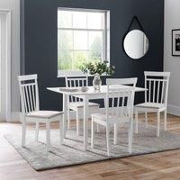 Julian Bowen Set Of Rufford White Extending Dining Table And 4 Coast White Chairs