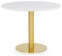 Julian Bowen Palermo Round White Marble Effect Dining Table Gold Pedestal