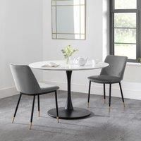Julian Bowen Holland Round White Marble Effect Dining Table & Black Pedestal