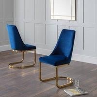 Pair of Blue Velvet Dining Chairs  Julian Bowen