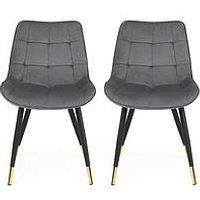 Julian Bowen Set of 2 Hadid Dining Chairs-Grey, One Size
