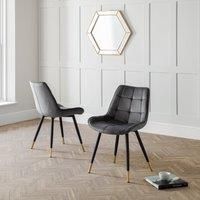 Julian Bowen Set of 2 Hadid Dining Chairs-Grey, One Size