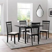 Julian Bowen Set Of Rufford Black Extending Dining Table And 4 Coast Black Chairs