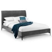 Julian Bowen Sanderson Diamond Quilted Velvet Bed 150cm, Grey