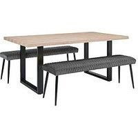 Julian Bowen Set Of Berwick Table & 2 Luxe Low Benches, Grey