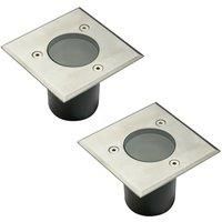 CGC Lighting 2 x Set of In Ground Walkover Driveover GU10 Stainless Steel Square Decking Garden Lights