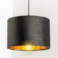 CGC Black Lamp Shade Velvet Gold Inner Drum Table Ceiling Lounge Bedroom Pendant