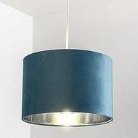 CGC Lighting Modern Velvet 30cm Drum Ceiling Lamp Shade Pendant Table Lamp Bedroom Dining Room Lounge (Teal)
