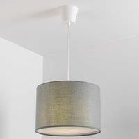 CGC Grey Light Shade Lucia Fabric Opal Diffuser White Drum Pendant Table Lamp UK