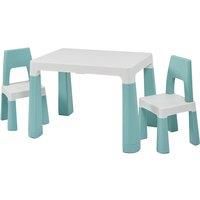Liberty House Toys Kids Height Adjustable Table and 2 Chairs, Tough Durable Polypropylene, White and Forest Green, 49/54cm H x 50cm W x 78cm D
