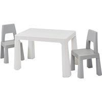 Liberty House Toys Kids White and Grey Height Adjustable Table and 2 Chairs, 49/54cm H x 50cm W x 78cm D