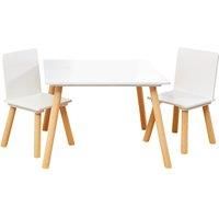 Liberty House Toys Kids White and Pinewood Table and 2 Chairs Set, Kids Wooden Table and Chairs, Children’s Playroom, Kids Furniture, Natural, Children/'s Table and Chairs