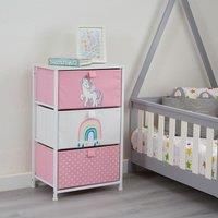 Liberty House Toys Kids Unicorn Chest of Drawers - Furniture Storage Chest for Kid’s, Bedroom, Nursery, Playroom, Clothes, Toy Storage - Steel Frame, Wood Top, 3 Fabric Bins
