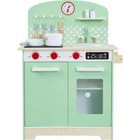 Liberty House Toys Kids Wooden Retro Play Kitchen with Role Play Accessories – Green and White
