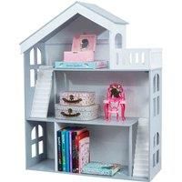 Kids Grey and White Dolls House Bookcase - Grey