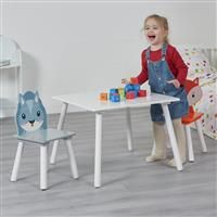 Kids Table and 2 Chairs, Fox and Squirrel  - Grey and Orange