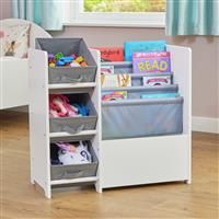 Liberty House Toys Kids White Display Unit With Fabric Storage Boxes