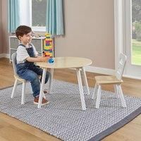 Liberty House Toys Kids Wooden Round Table and 2 Chairs Set, White and Pine